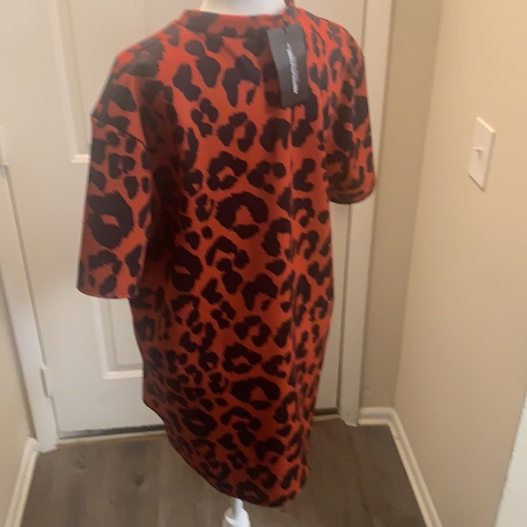 Leopard Print High Neck Short Sleeve Shirt Dress, Size 10, Good Condition. (NWT) - Picture 2 of 6